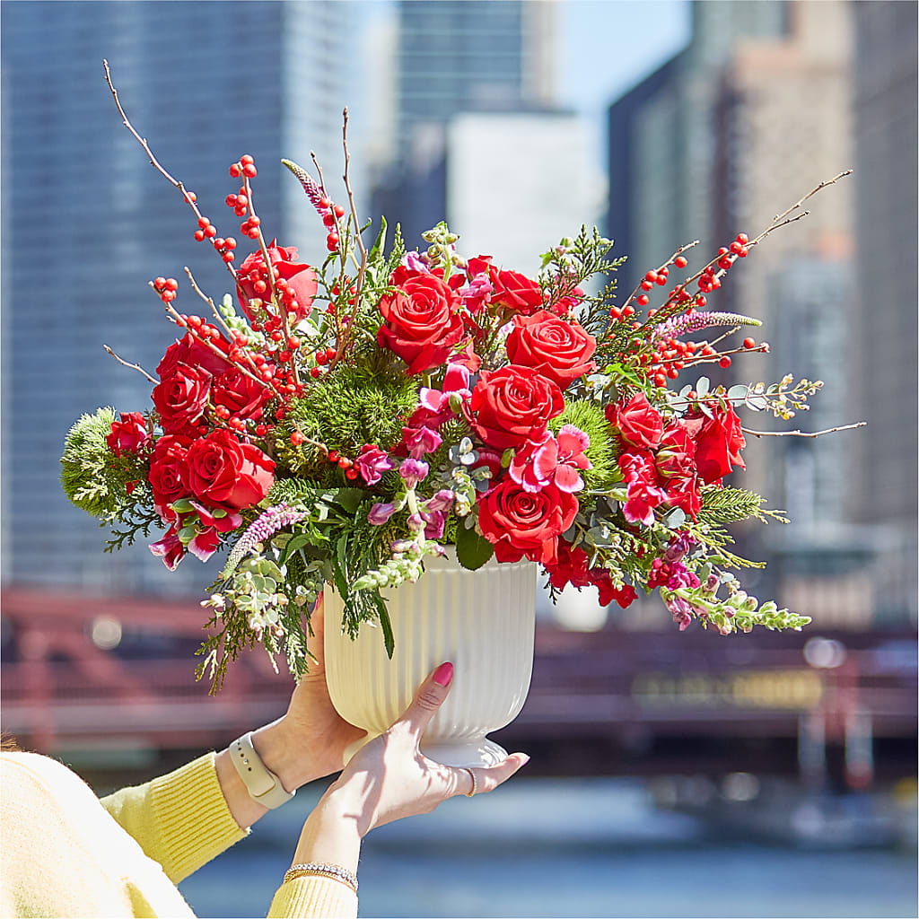 Big Red Bow Bouquet – LARRY'S FLORIST, Cliffside Park NJ