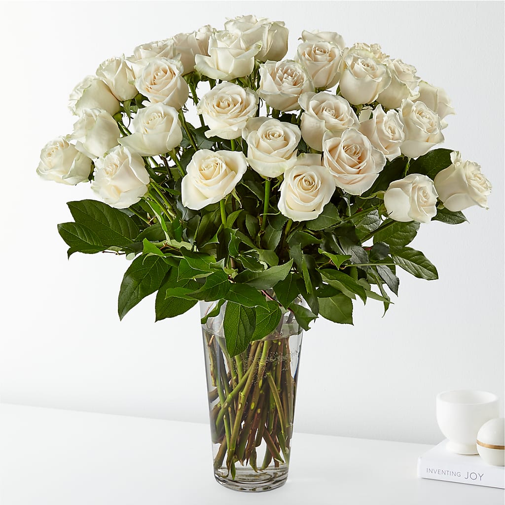Long Stem White Rose Bouquet – LARRY'S FLORIST, Cliffside Park NJ