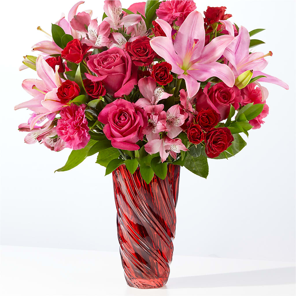 In Love Bouquet with Luxe Swirl Vase – LARRY'S FLORIST, Cliffside Park NJ