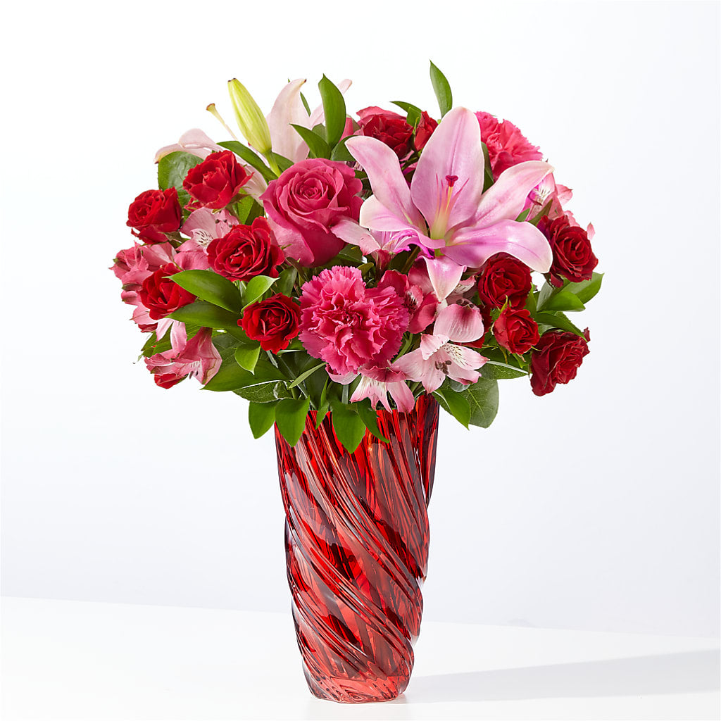 In Love Bouquet with Luxe Swirl Vase – LARRY'S FLORIST, Cliffside Park NJ