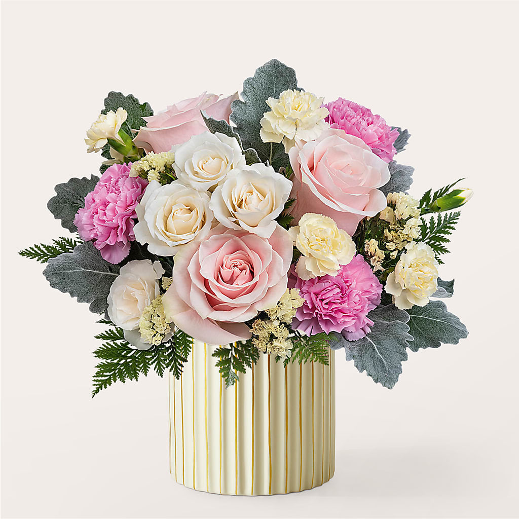 Blissful Moments Bouquet with Ivory Vase – LARRY'S FLORIST, Cliffside Park NJ