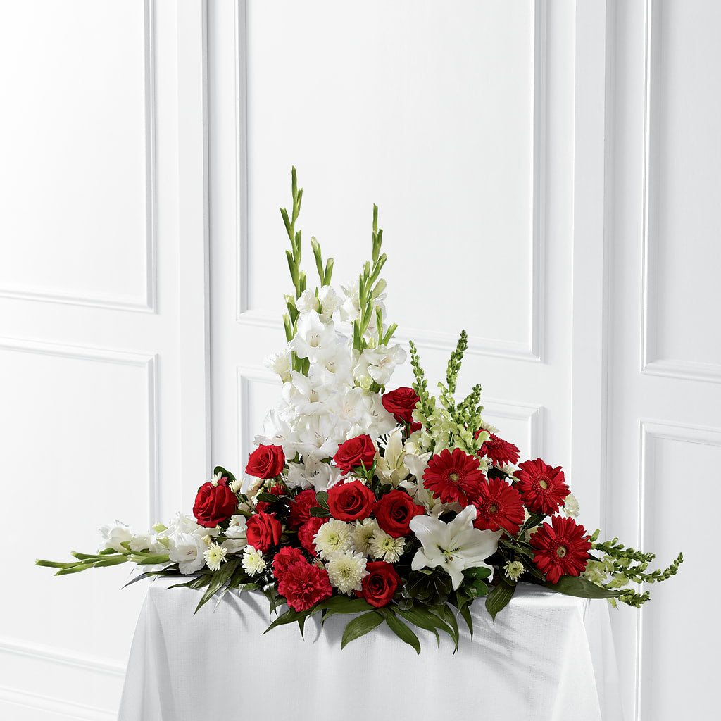 Crimson & White Arrangement – LARRY'S FLORIST, Cliffside Park NJ