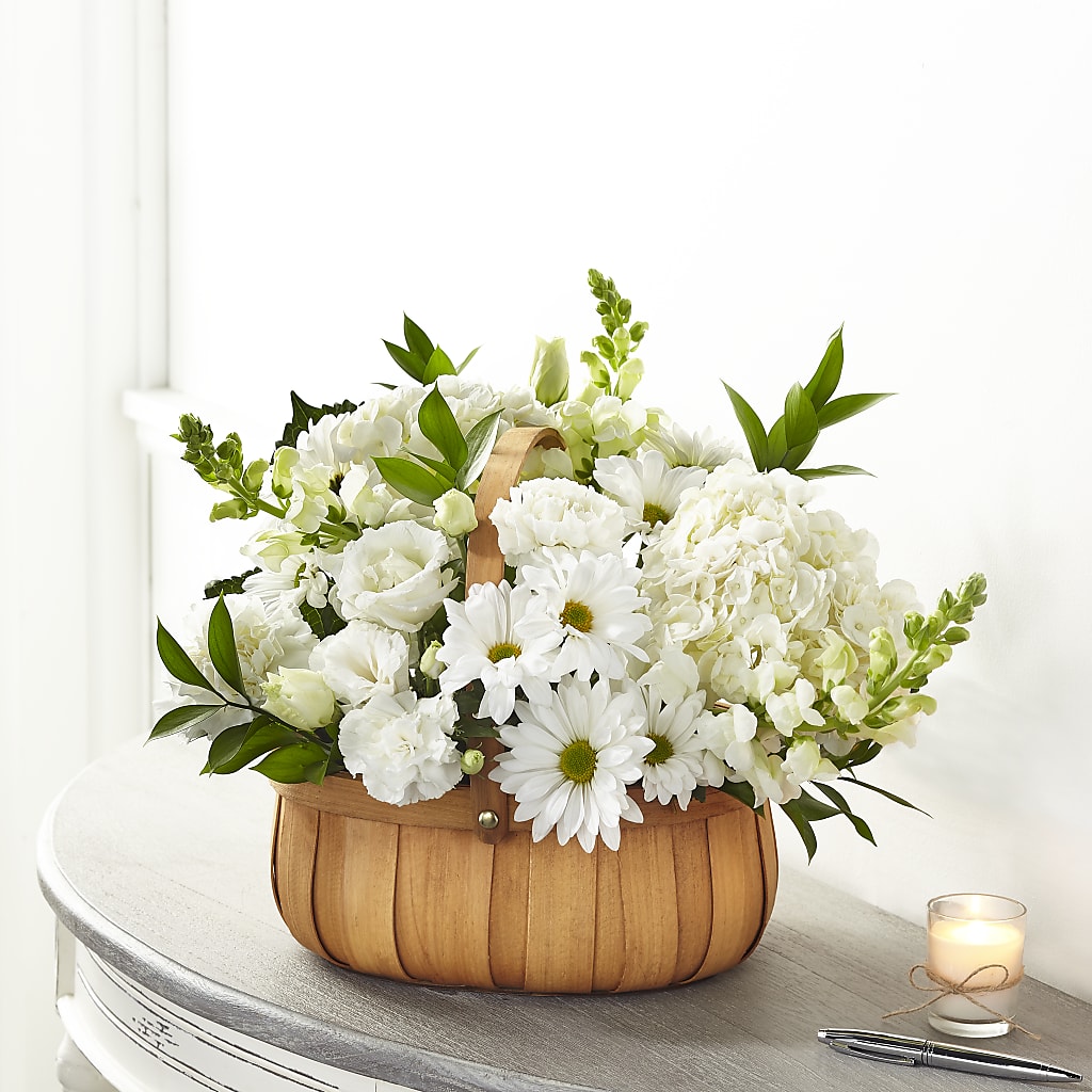 Pure Ivory Basket – LARRY'S FLORIST, Cliffside Park NJ