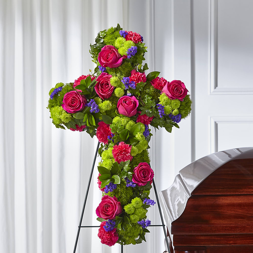 Tribute Rose Floral Cross – LARRY'S FLORIST, Cliffside Park NJ