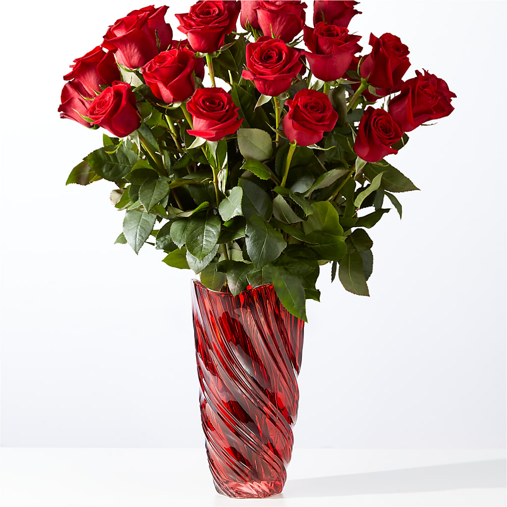 Classic Love Red Rose Bouquet with Luxe Swirl Vase – LARRY'S FLORIST, Cliffside Park NJ