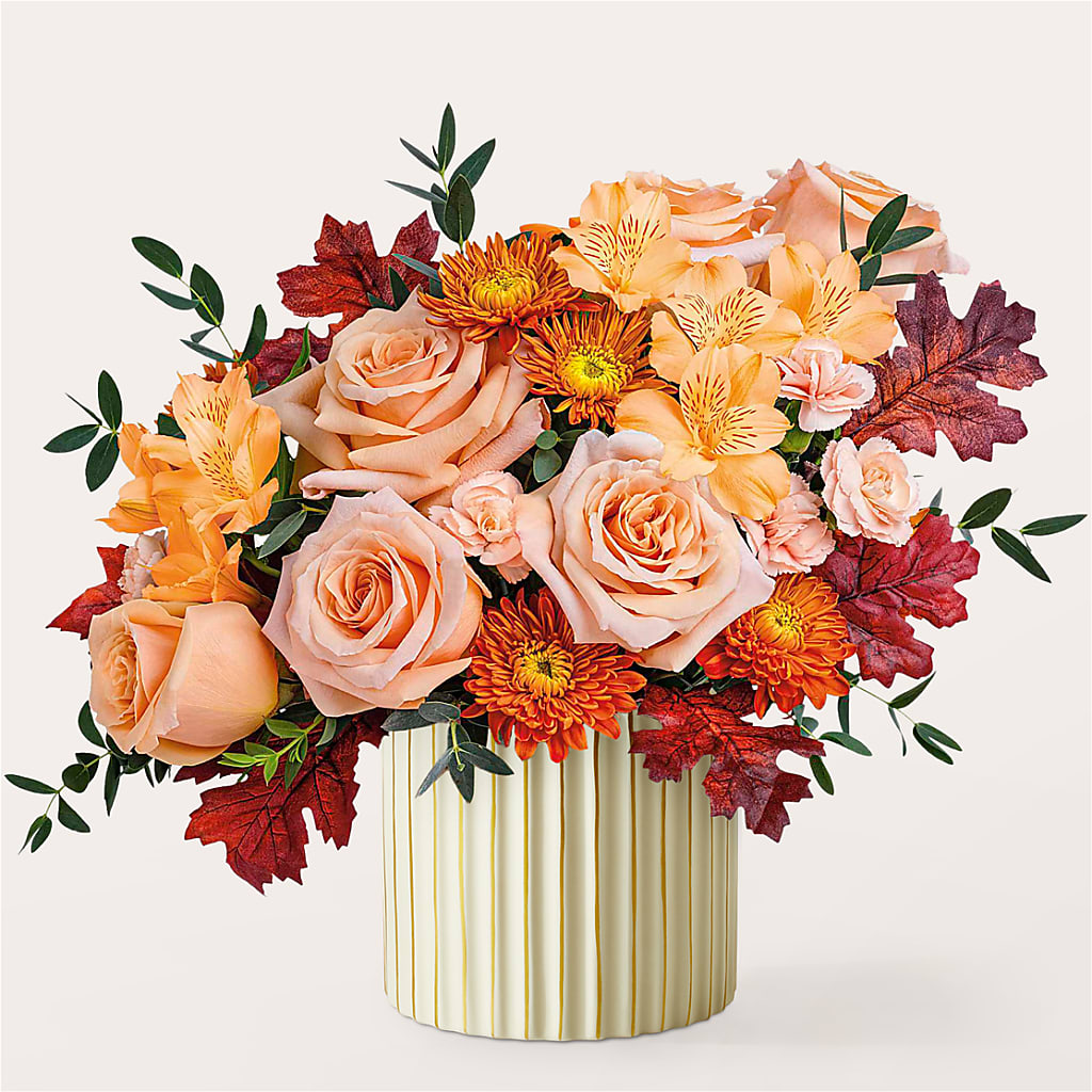 Spiced Latte Bouquet with Ivory Vase – LARRY'S FLORIST, Cliffside Park NJ