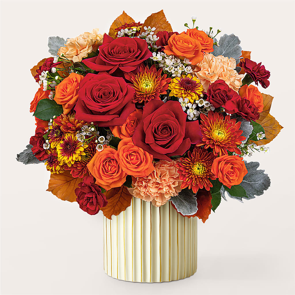 Merlot Bouquet with Ivory Vase – LARRY'S FLORIST, Cliffside Park NJ