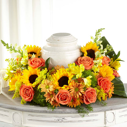 Faithful Sunflower Cremation Adornment – LARRY'S FLORIST, Cliffside Park NJ