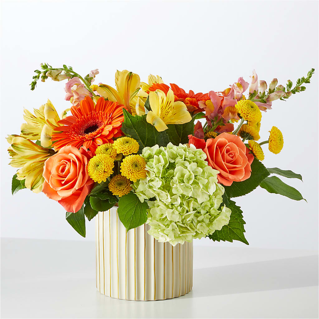 Autumn Sunshine Bouquet with Ivory Vase – LARRY'S FLORIST, Cliffside Park NJ