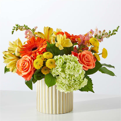 Autumn Sunshine Bouquet with Ivory Vase – LARRY'S FLORIST, Cliffside Park NJ