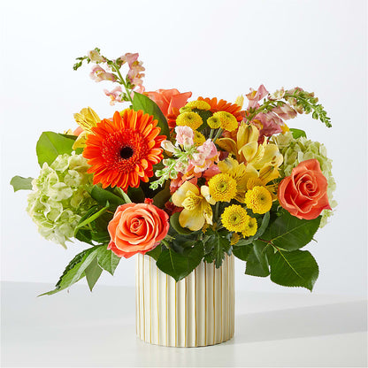 Autumn Sunshine Bouquet with Ivory Vase – LARRY'S FLORIST, Cliffside Park NJ