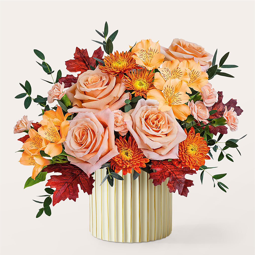 Spiced Latte Bouquet with Ivory Vase – LARRY'S FLORIST, Cliffside Park NJ