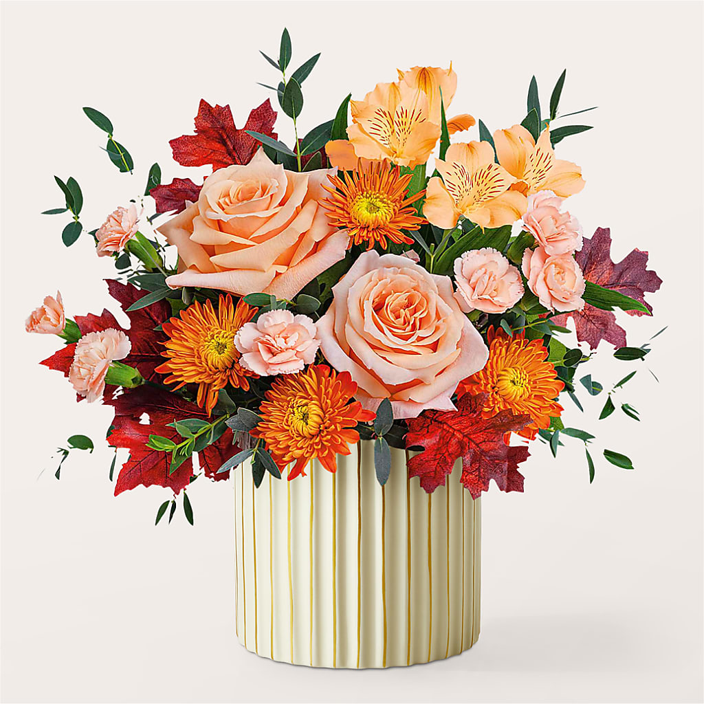 Spiced Latte Bouquet with Ivory Vase – LARRY'S FLORIST, Cliffside Park NJ