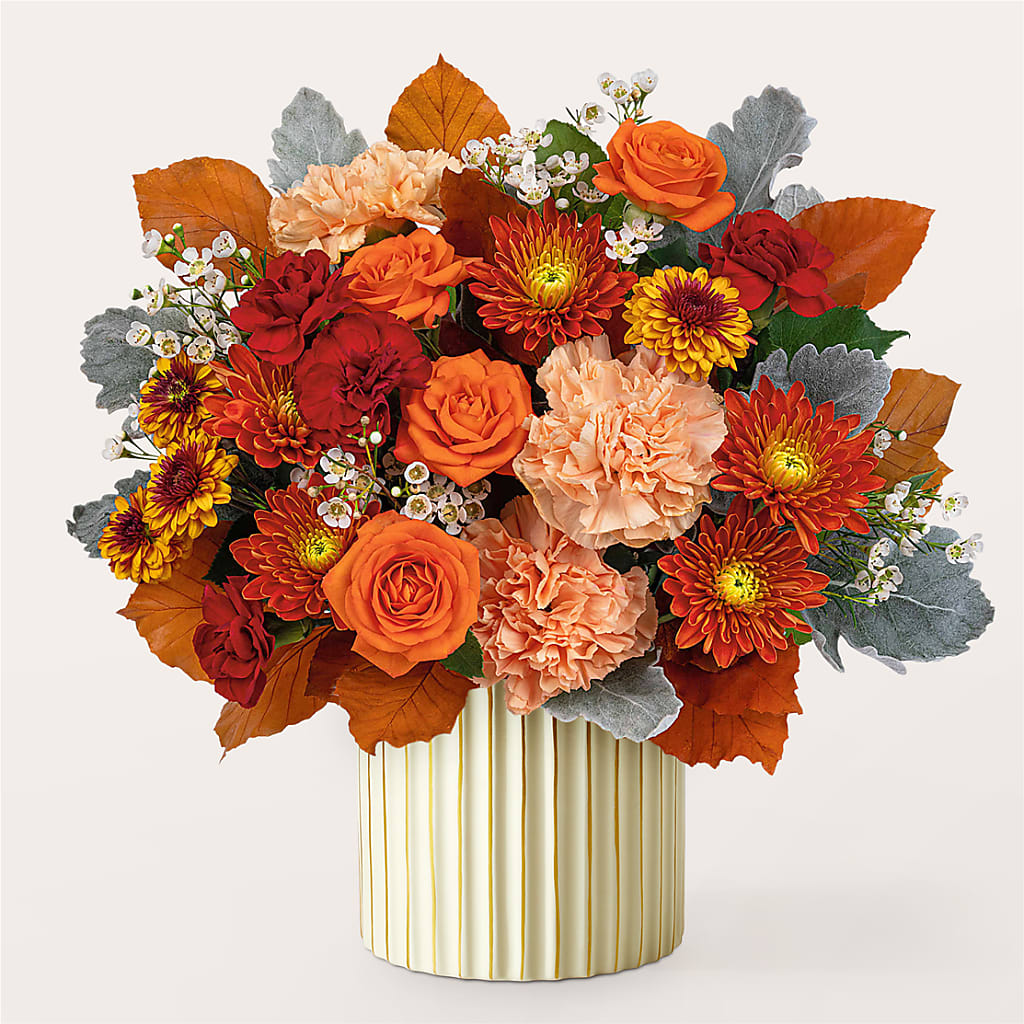 Merlot Bouquet with Ivory Vase – LARRY'S FLORIST, Cliffside Park NJ