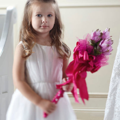 Sparkle Pink Flower Girl Bouquet – LARRY'S FLORIST, Cliffside Park NJ